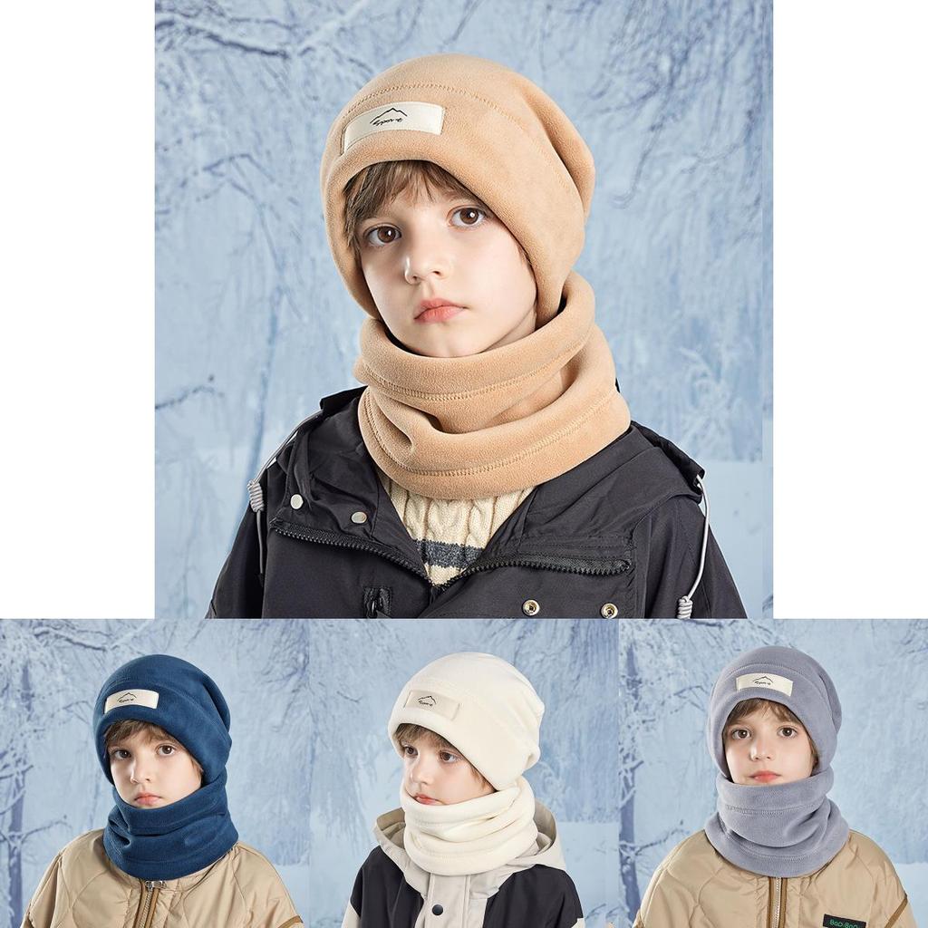 Kids Plush Hat And Neck Gaiter Pair With Warmth And Windproof Design For Winter Outdoor Use