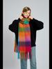 Women's High-Grade Colorful Plaid Mohair Scarf - Thick, Warm, and Versatile for Winter