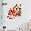 Removable PVC Wall Decals Christmas Bird Sticker, Watercolor Decal, Waterproof Winter Festive Party Decorations Theme Window Cling for Glass Doors And