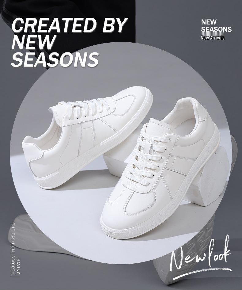 Men's German Training Shoes - 2025 Autumn Collection: Genuine Leather, Versatile & Fashionable White Casual Sneakers