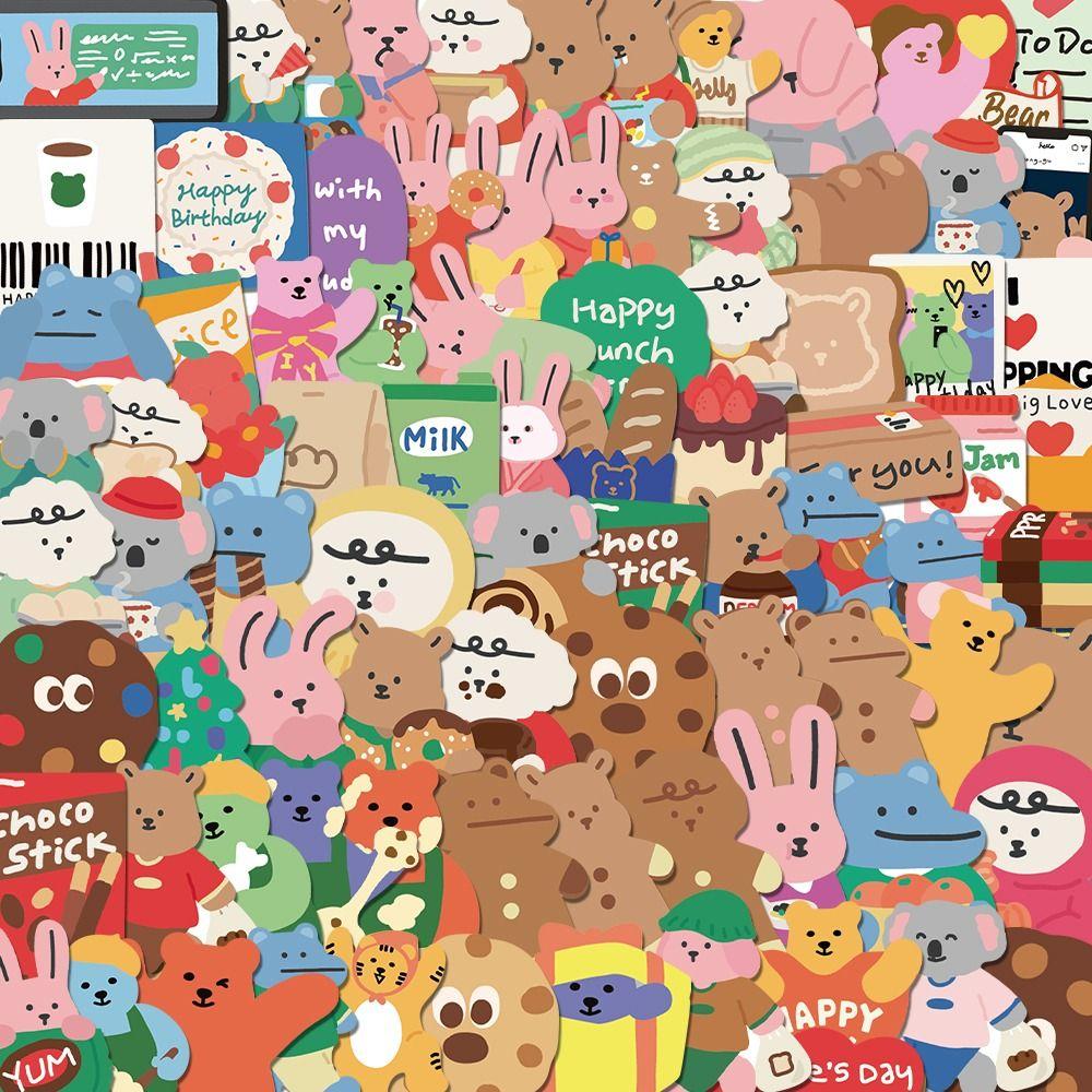 School Supplies Decorative Sticker Animal Cat Stickers Waterproof Stickers Korean Bear Stickers