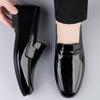 Lacquer Leather Men'S Shoes Comfortable And Flat Bottomed Casual Style Leisure Business Work Plus Size Black Loafers Slip On