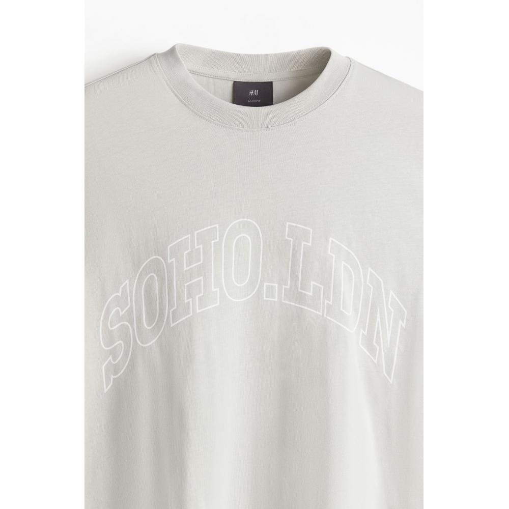 H M Loose FiT PrinTed T sHirT ligHT Gray soHo Ldn