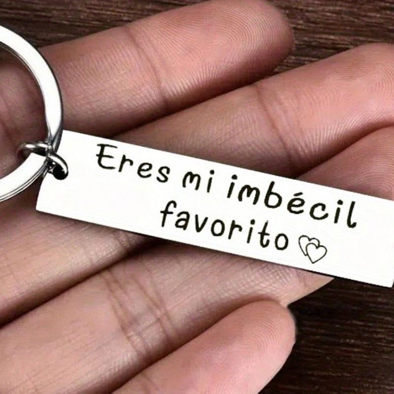 German Russian Spanish Stainless Steel Keychain Commemorative Blessing Stainless Steel Keychain for Mothers Day and Fathers Day Backpack Bag Pendant