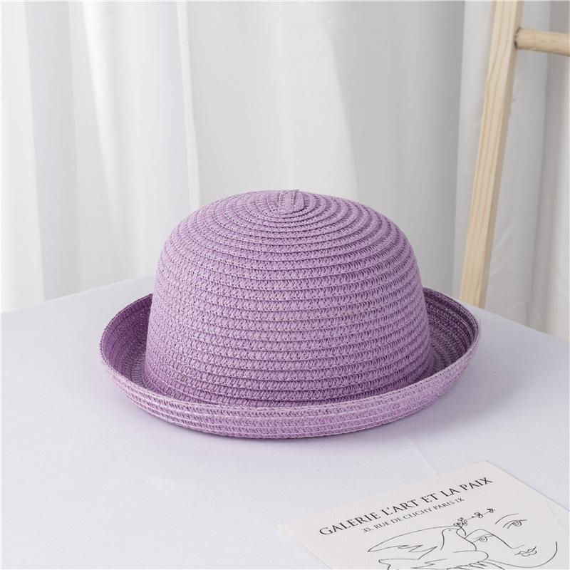 Children's Small Roll Along Straw Hat Summer Girl Flanged Light Board Hat DIY Boys Sunscreen Hat Straw Sun Hat