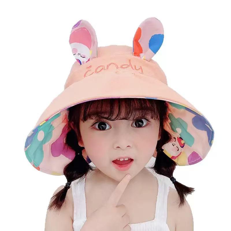 Girls' Double-Sided Wide-Brim UV Protection Summer Sun Hat