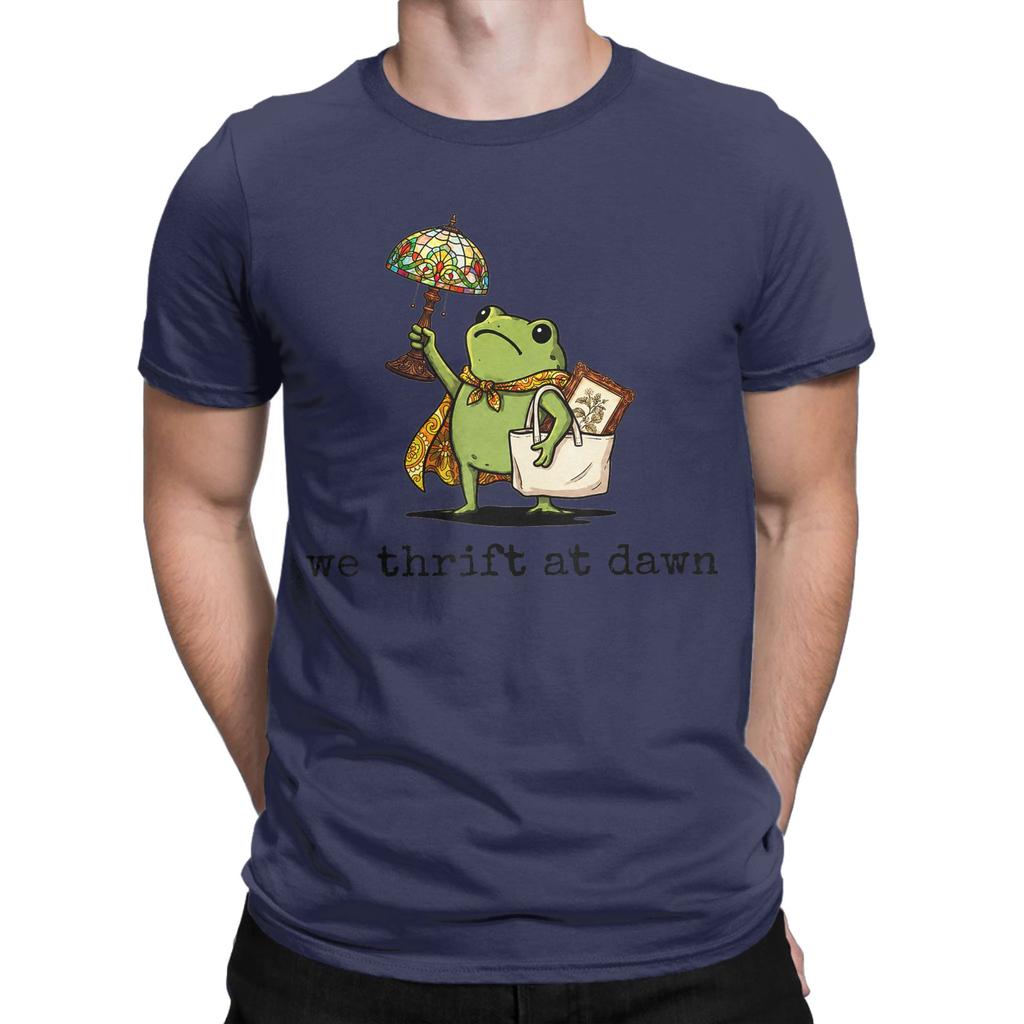 Unisex Tshirts We Thrift At Dawn Thrifting Frog Lover Novelty Cotton Tee Shirt Short Sleeve T Shirts Round Collar Tops Summer
