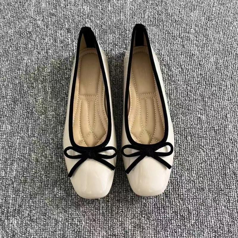 2025 Doudou grandma ballet bow new square head flat bottom red single shoes fragrant light mouth versatile women's shoes