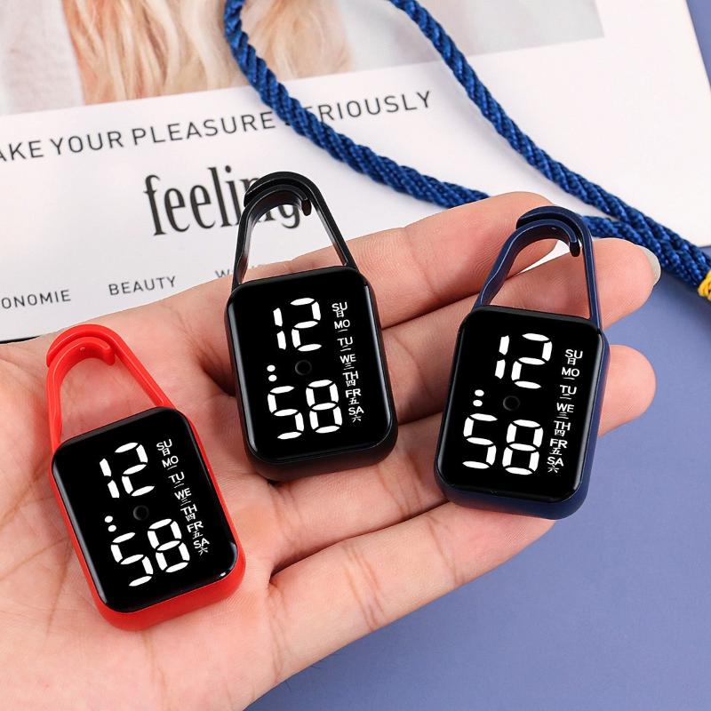 1Pcs LED Mini Electronic Watch Touch Digital Pocket Watch Night Light Hanging Watches Keychain Pendant Students Supplies