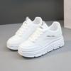 Witte Platform Dames Schoenen Pu Leer Sneakers voor Dames 2025 Nieuw Design Vetersluiting Ronde Neus Dames Schoenen Platte Gevulkaniseerde Schoenen