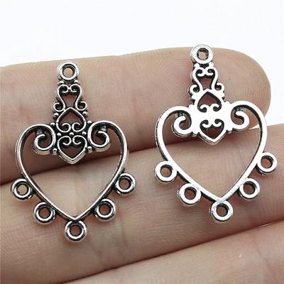 4pcs 30x21mm DIY Handmade For Jewelry Findings Heart Porous Earring Connector Heart Jewelry Accessories