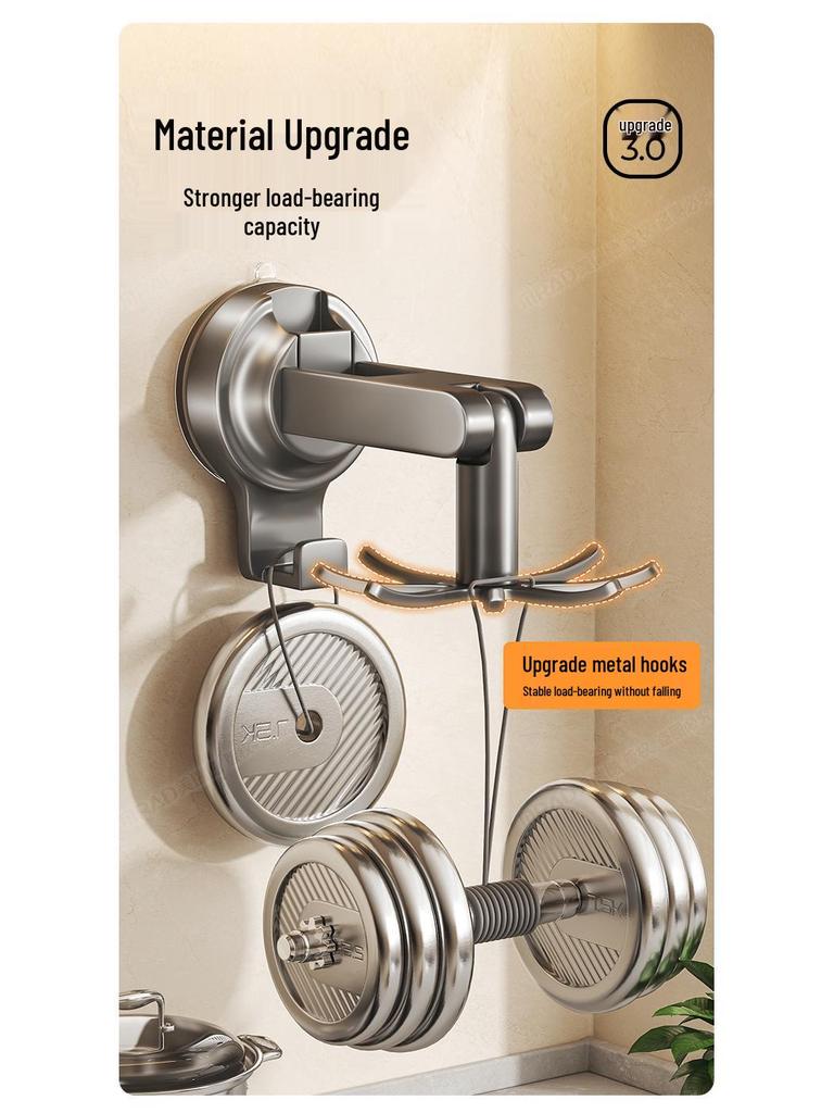 Wall-Mounted Rotating Suction Cup Storage Rack: Organize Spoons, Ladles & Cutting Boards Without Drilling