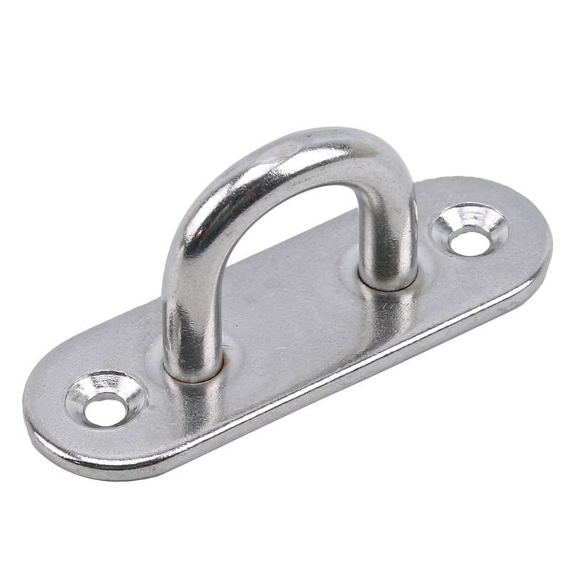 1/5pcs Hooks Eye Plate Heavy Oblong Duty Steel Stainless Pad Mount Wall U Boat Ceiling Hanger Ring Garage Hammock D Design Shape