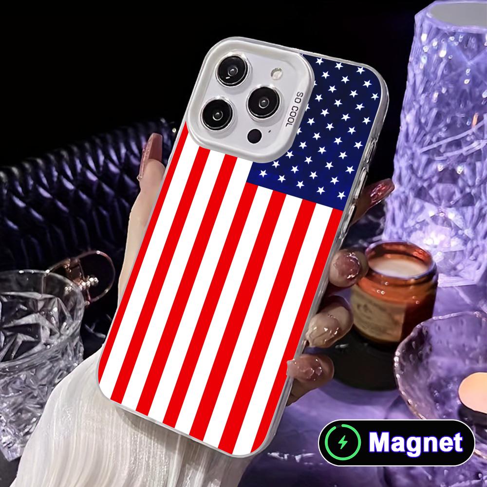 USA America Flag White Translucent MagSafe Mobile Phone Case for iPhone 17 16 15 14 13 12 11 X XR XS Air Pro Max Plus Cover