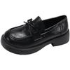 British small leather shoes autumn women's new women's platform tide with bow, shallow mouth one pedal single shoes