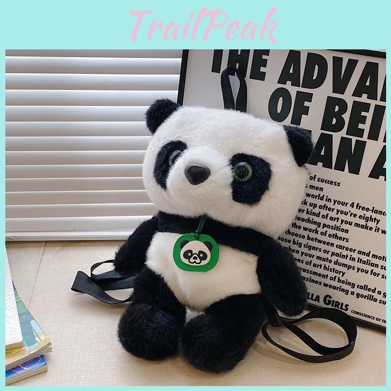 Panda Plush Adorable Backpack Handbag With Nylon Lining For Teen Gift Fashion
