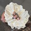 Korean Gingham Ballet Hair Tie - Cute Creamy Style Hair Rope with Lace Edge