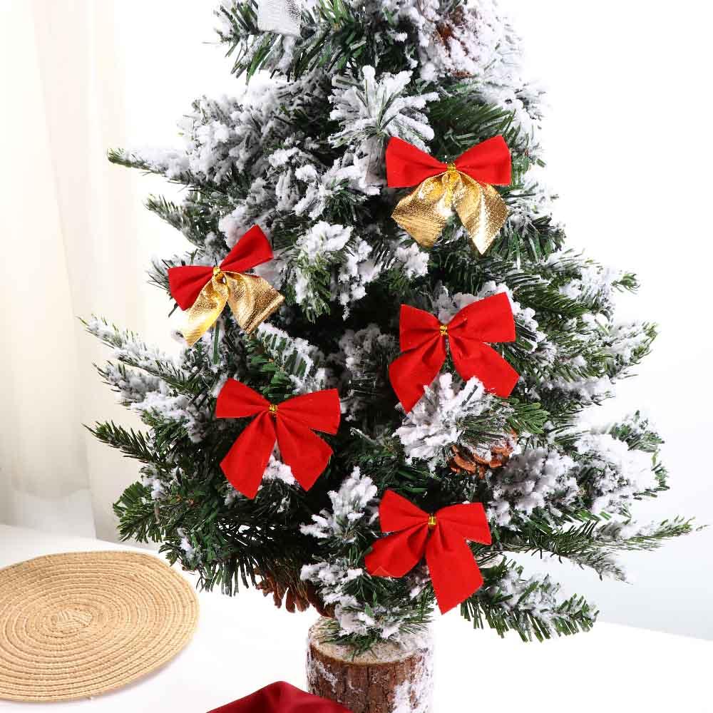 Party for Crafts New Year Xmas Christmas Tree Ornaments Christmas Bows Bowknot Hanging Decorations