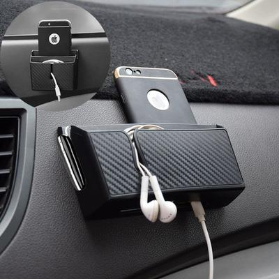 Multi Functional Car Storage Box Removable Adhesive Carbon Fiber Like Mobile Phone Storage Bo