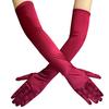 New Women Satin Elastic Full Finger Party Gloves Students Solid Bridal Wedding Dress Long Mittens Outdoor Dance Dress Up Gloves
