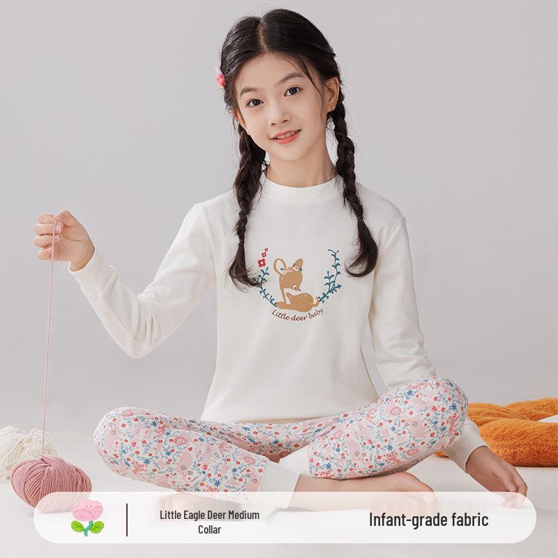 Warme Baumwollpyjamas für Kinder: Mid-Neck Shirts & Hosen für Jungen & Mädchen