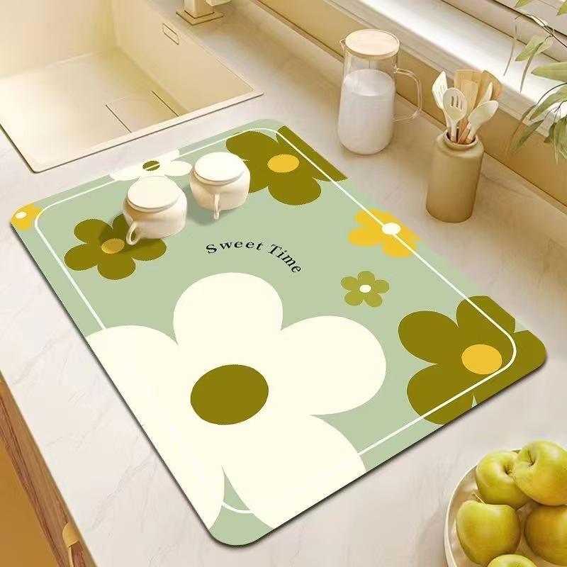 Diatom Mud Kitchen Draining Mat: Water-Absorbent, Non-Slip, Heat-Insulating Mat for Countertops, Cutting Boards, and Stoves 40x50cm