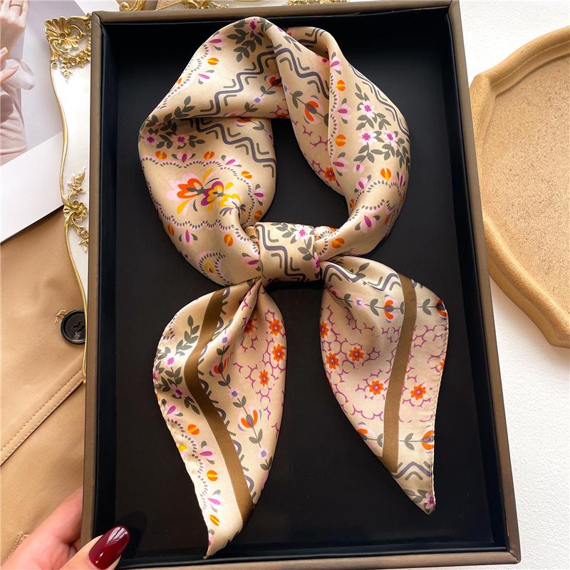 

Scarves Luxury Scarf Silk Scarf Summer Women 70X70Cm Square Hijab Hair Band Shawl Travel Towel Printing Bandana 70X70cm