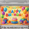 2D Bright Rainbow Confetti Happy Birthday Backdrop Banner for Children Party Supplies