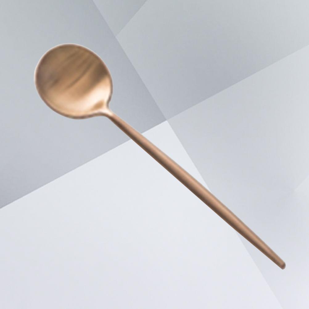 Stainless Steel Coffee Spoon Mini Round Polishing Espresso Spoon Antipasto Spoon for Coffee Dessert Cake (Rose Gold)
