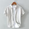 2023 Sommer Herren Locker geschnittenes Baumwollleinen Kurzarmhemd