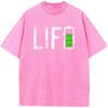 Men Casual Cotton Short Sleeve T-shirts Battery Life Letter Men's T-Shirt Men Women Casual Fashion Oversized T-shirt