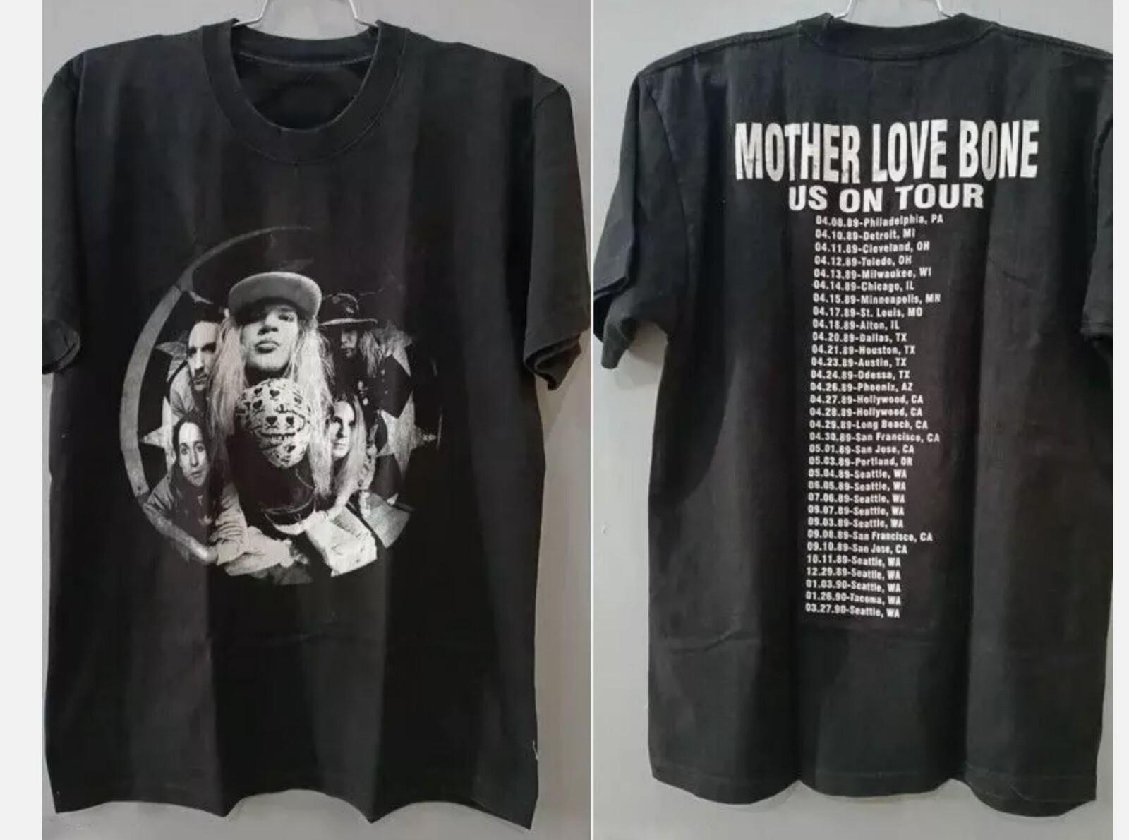 Mother Love Bone Shaka T Shirt On Tour 2 side basic black tee Unisex T-Shirt S