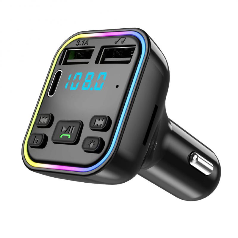 Car Bluetooth FM Transmitter 3.1A Dual USB Fast Chariging Onboard Hands-free Mp3 Player With Atmosphere Light Car Accrssories