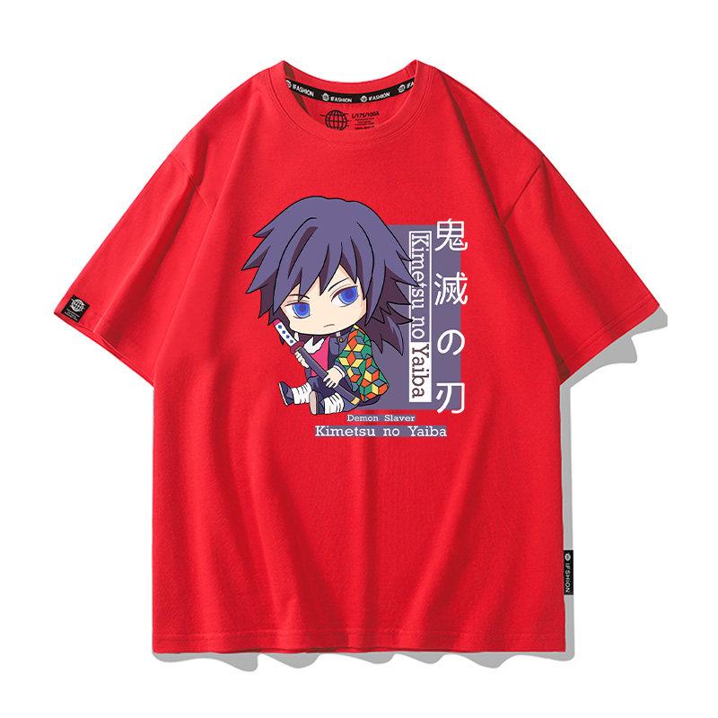 Summer Cartoon Ghost Killing Blade Summer Anime Cotton Cartoon Printing New Unisexs and Womens Casual Round Neck Short Sleeve