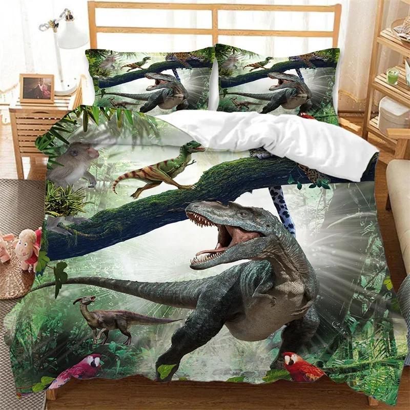 3D Dinosaur Duvet Cover Jurassic Animal Bedding Set Microfiber Comforter Cover King Full For Boys Teens Home Decor Birthday Gift