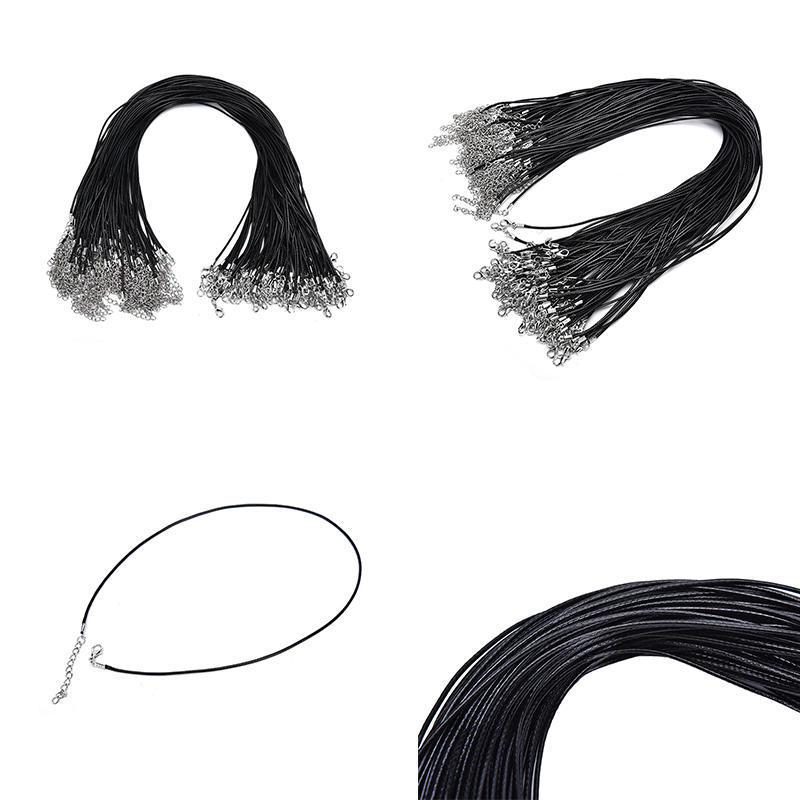 100Pcs Wax Line Necklace Pendant Charms Cord Beads String Lobster Strap Rope Diy