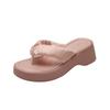 Height-increasing Slippers Women's Pleated Flip-flops Women's Summer Outer Wear Fashion Pinch Slippers Thick-soled Beach Sandals