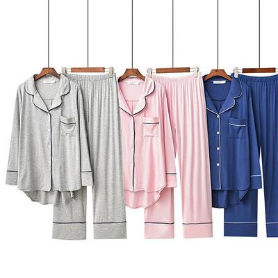 Two PCS Pajama Sets Women Long Sleeve  Modal Loose Breathable Soft Lady Suit Womens Korean Style Home Clothing Comfortable