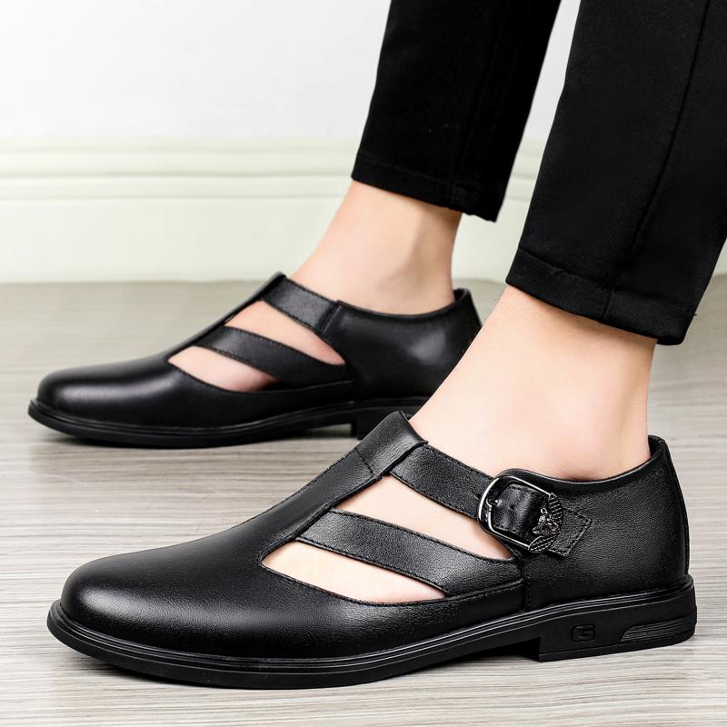 Luxusní značková pravá kůže Pánské sandály mokasíny mužské obchodní sandály v italském stylu ručně vyráběné kožené boty pánské sandály