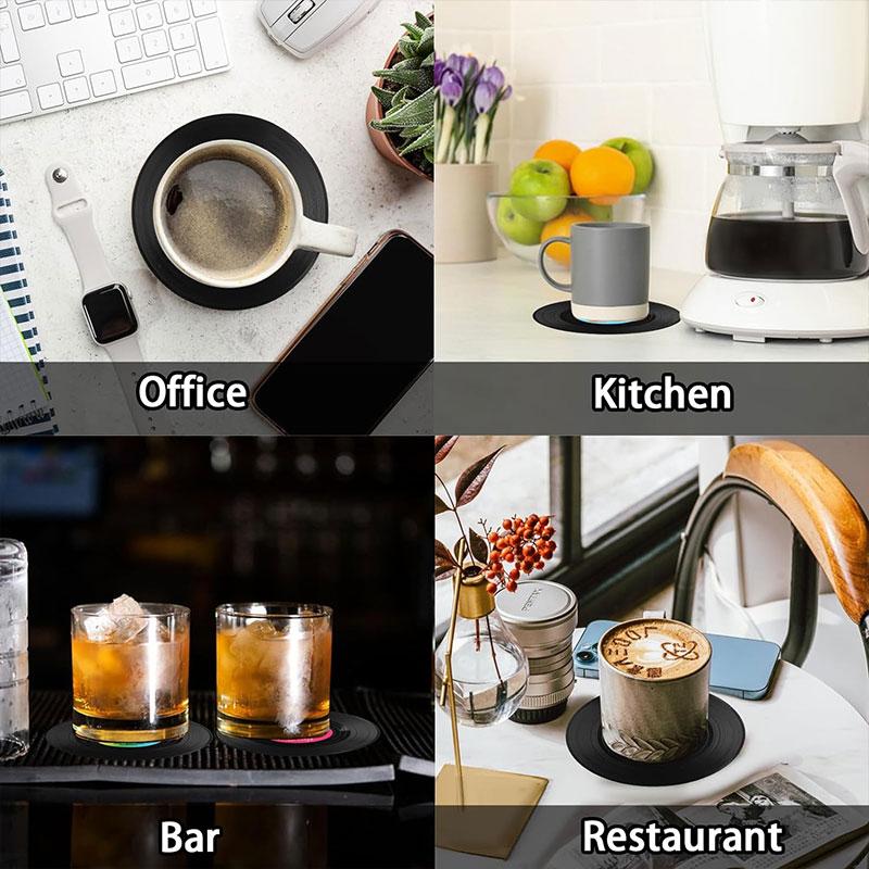 6 Pcs Vinyl Record Coasters Set Non-Slip Coasters for Drinks Retro Record Player Coasters for Music Lovers Kitchen Decoration