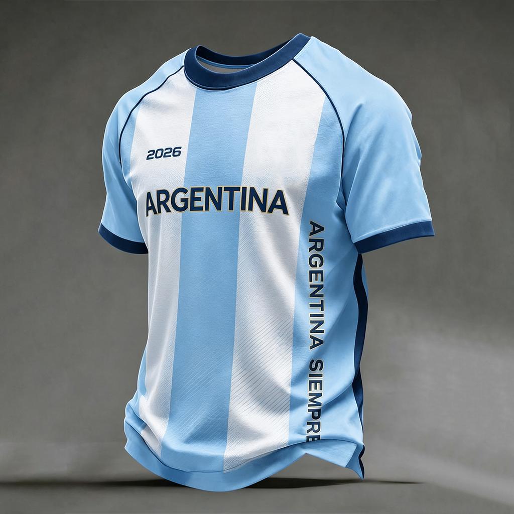T-shirt décontracté à manches courtes avec imprimé lettres pour homme - Argentine