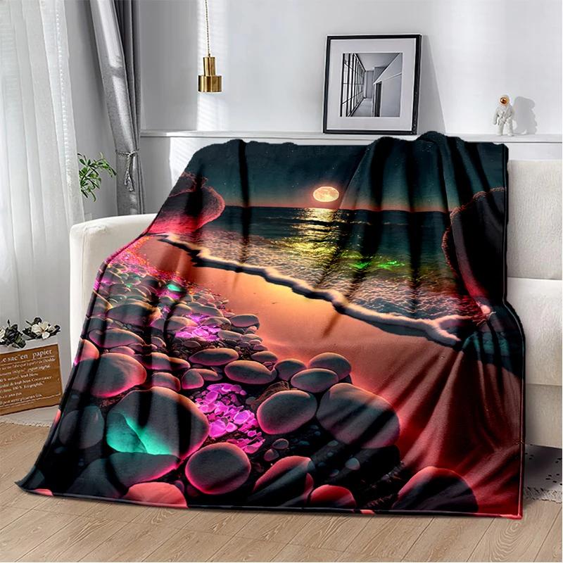 2025 New Style Beauty Colorful Pebble Road Beach Stone Scenery Blanket,Soft Throw Blanket for Home Bedroom Bed Sofa Cover Kids