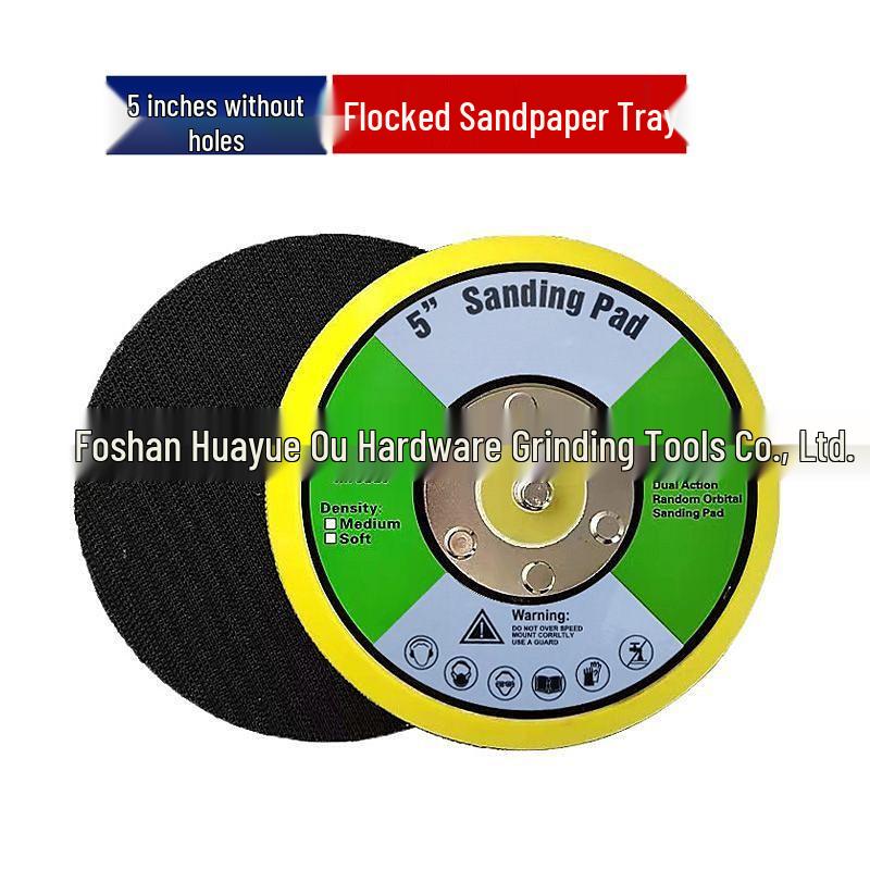 Self-Adhesive Flocked Sandpaper Disc: 1-9 Inch, 5 Inch, 6-Hole, Suction Cup Base, Pneumatic Grinder Pad