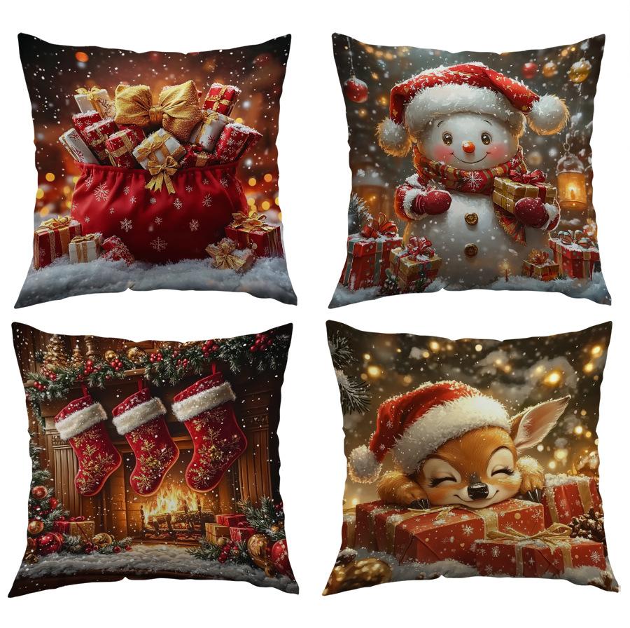 Neue Weihnachts-Kissenbezüge Wohnzimmer Bedruckte Dekokissenbezüge Nordische Weihnachts-Kissenbezüge