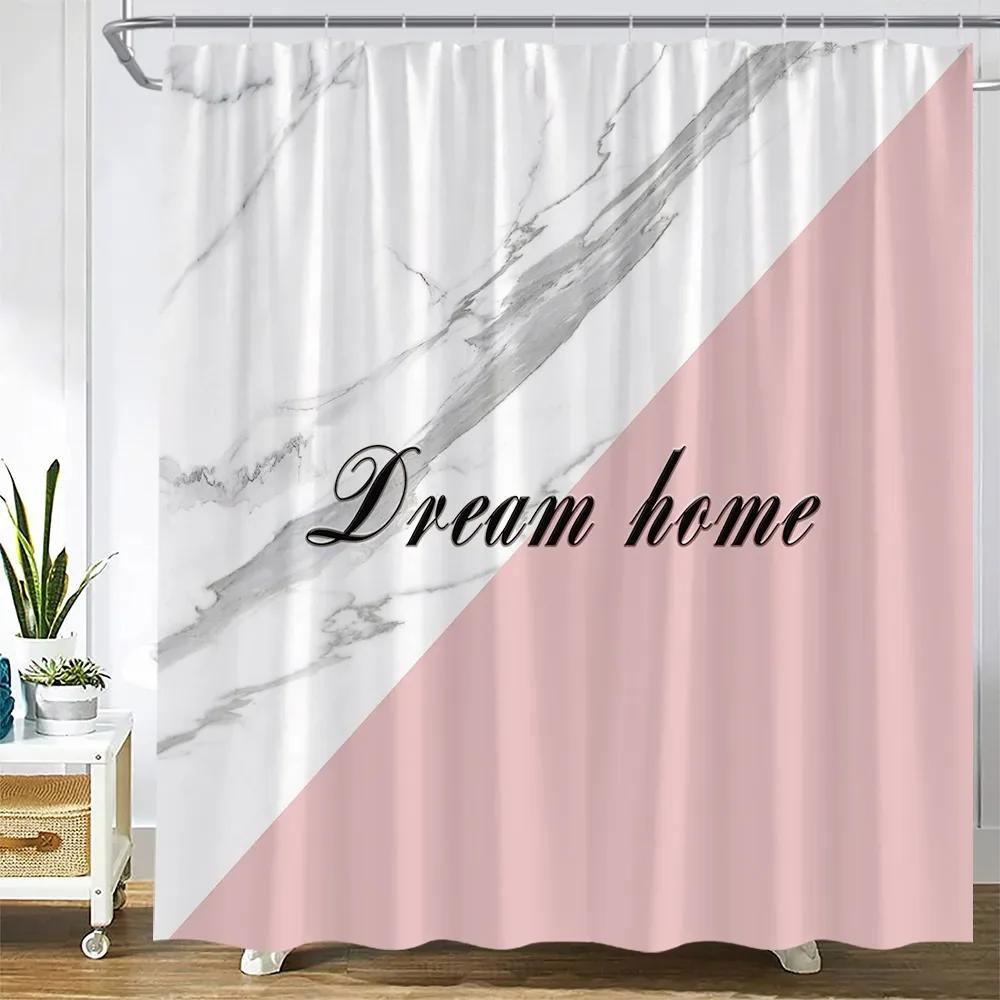 Abstract Marble Shower Curtains Creative Geometric Design Blue Purple Watercolor Print Bath Curtain Modern Fabric Bathroom Decor