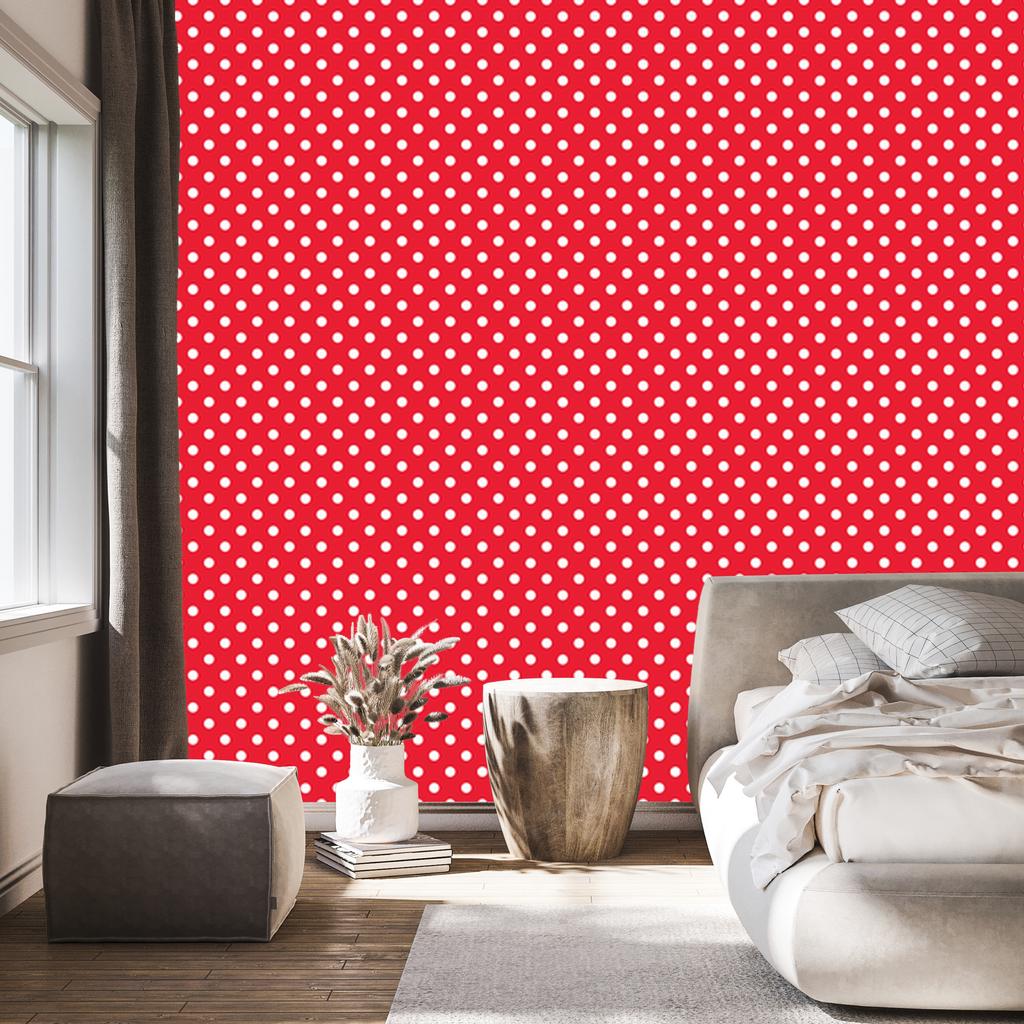 Wallpaper Dots red and coral, red background 50x1000