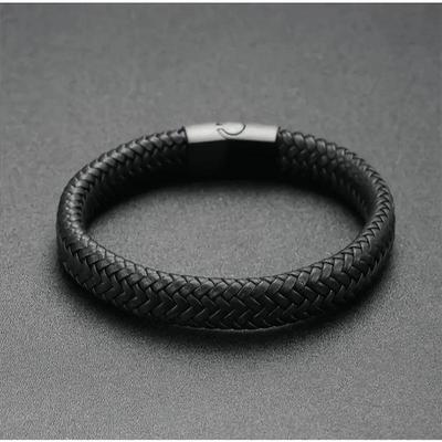 Tide Persönlichkeit Schwarzes Leder Fischschuppen Herrenarmband - Vintage Punk Armreif