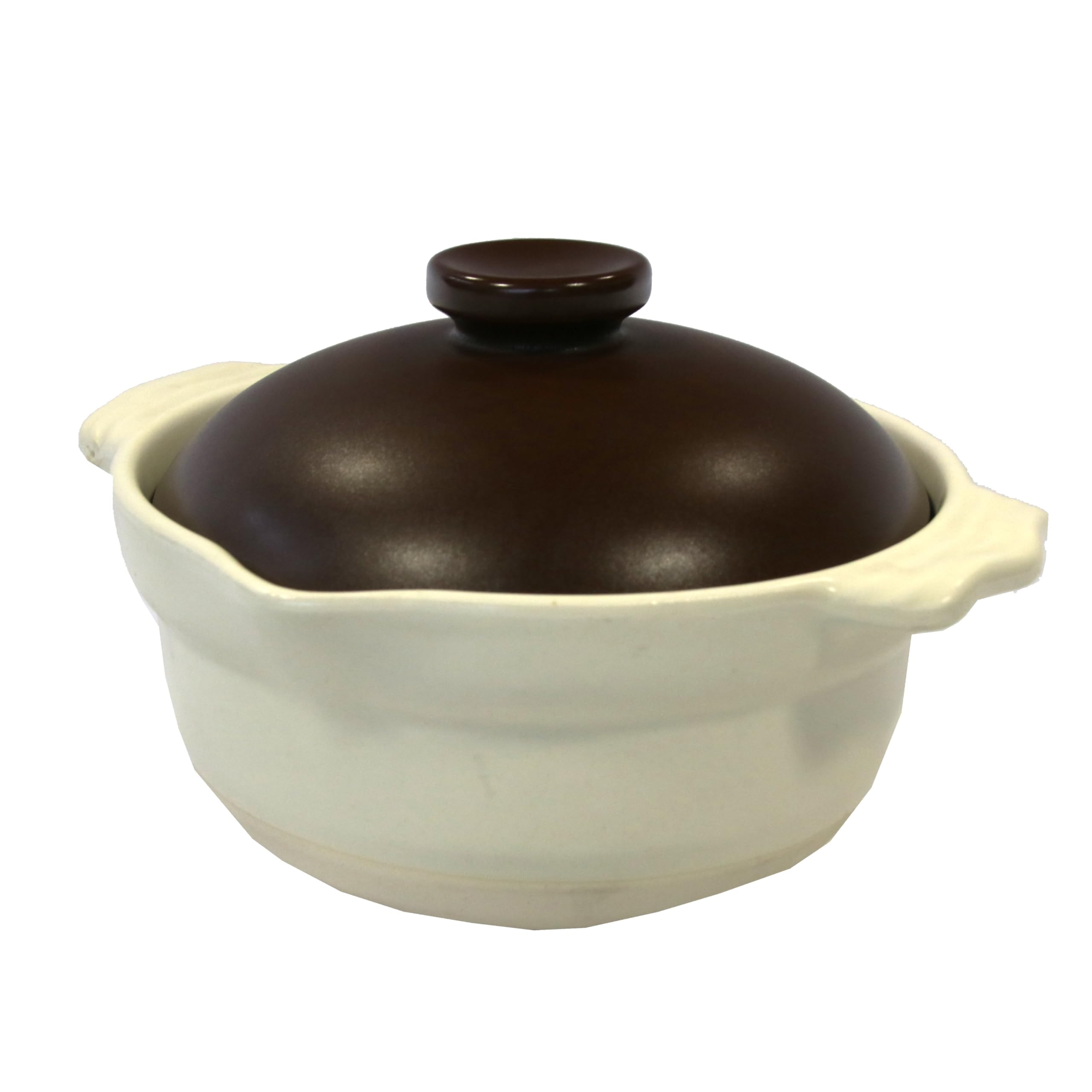 Banko ware heat-resistant ceramic pot, oven-safe,  Bi-color  design, black/brown, approximately 18cm wide x 11cm high, capacity approximately 480ml, m