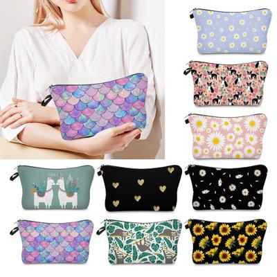 Cosmetic Bag Portable with Zipper Large Capacity Bag Floral Print Compact Travel Makeup Organizer for Cosmetics And Small