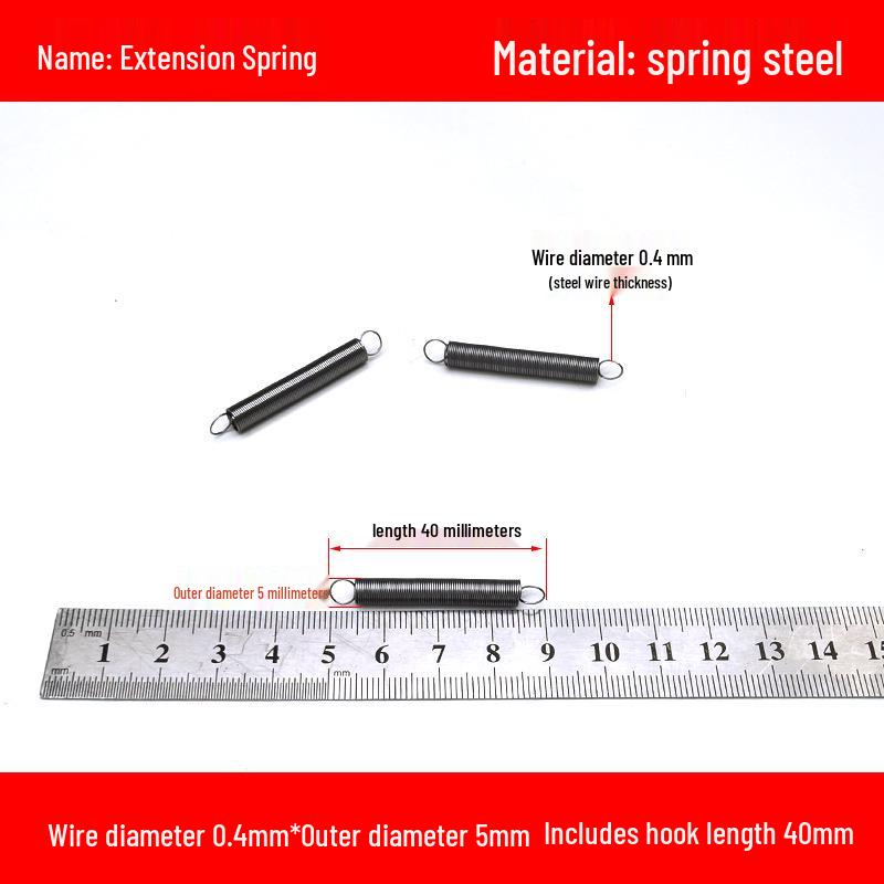 Micro Precision Extension Tension Spring Set with Hooks, 0.4mm Wire Diameter, 3-5mm Outer Diameter
